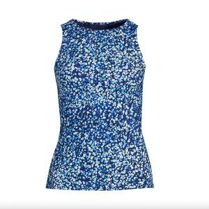 Lands' End Women's 4, 10 LONG High Neck Modest Tankini Swimsuit Top Chlorine Res